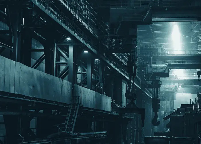 Interior de una planta de manufactura pesada